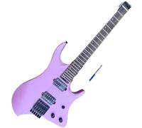 Electric Guitar Starter Beginner Pack Headless Electric Guitar With Light Pink Solid Wood Body