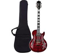 Electric Guitar Starter Beginner Pack Semi Hollow Body Electric Guitar Coils Splitting With Gigbag Vintage Sunburst(Red)