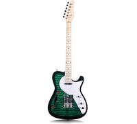 Electric Guitar Starter Beginner Pack Semi Hollow Body Single F Hole Printed Full-Size Basswood With Maple Neck Chrome Hardware Available In Multiple Colors(Green)