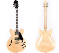 Electric Guitar Starter Kit Full Scale Electric Guitar Semi Hollow Body With Stainless Steel Frets(Natural)