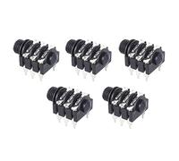 Electric Guitar Stereo Jack Socket, 5 Pcs Universal 6.35mm 6P Microphone Pickup Jack Socket, Easy Installation, Improving Audio Signal for Electric Guitars (Forward)