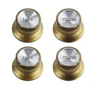 Electric Guitar Top Hat Knobs Set - 2 Volume & 2 Tone Replacement for Gibson Les, for sg, LP, ST Models - Acrylic & Aluminum Construction - Compatible with Standard Pot Shafts - Black