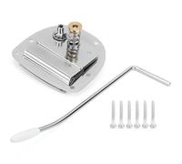 Electric Guitar Tremolo Bridge Set, Silver Metal Tailpiece with Tremolo Gear Handle and 6 Screws, Replacement Bridge for Jazzmaster Style Guitar