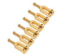 Electric Guitar Tremolo Saddles, Standard Size Screw Adjustment Easy Replacement U Shaped Bridge Saddle 6Pcs for Improve and Maintain Tone(gold)