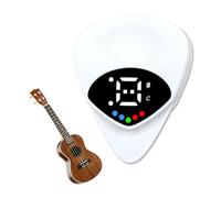 Electric Guitar Tuner, Ukulele Tuner Clip On, Guitar Tuners Clip on Digital Tuners of Guitar Accessories with Picks for Guitar, Violin, Ukulele, Bass and Other String Instruments (White)