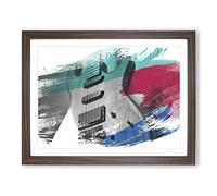 Electric Guitar V2 Modern Framed Print | A2 Walnut Framed Wall Art | Ready to Hang | Modern Music Picture | Living Room Bedroom Lounge Office
