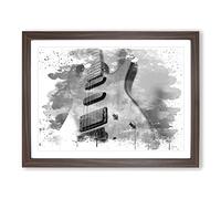 Electric Guitar V3 Modern Framed Print | A3 Walnut Framed Wall Art | Ready to Hang | Modern Music Picture | Living Room Bedroom Lounge Office