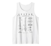 Electric Guitar Vintage Patent Guitarist Drawing Print Tank Top