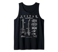 Electric Guitar Vintage Patent Guitarist Drawing Print Tank Top