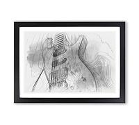 Electric Guitar Vol.2 Sketch Framed Print | A2 Black Framed Wall Art | Ready to Hang | Modern Music Picture | Living Room Bedroom Lounge Office