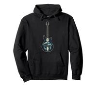 Electric Guitar Wave Lake Mountains Stars Guitarist Gift Pullover Hoodie