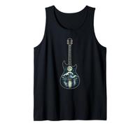 Electric Guitar Wave Lake Mountains Stars Guitarist Gift Tank Top