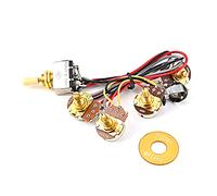 Electric Guitar Wiring Harness Prewired Kit 3 Way Toggle Switch 2 Volume 2 Tone 250K Potentiometer for Bass Guitars Active Preamp Circuit Circuit Prewired Electronics