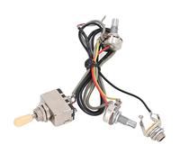 Electric Guitar Wiring Harness Prewired with A500K B500K Pots and Metal Jack, Yellow Cap - Durable Metal Construction, Easy Installation for US Standard Guitars