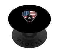 Electric Guitar With American Flag Pick Patriotic Music PopSockets Adhesive PopGrip