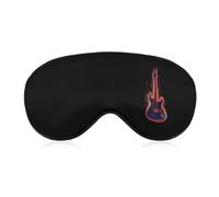 Electric Guitar with Red Blue Flames Comfortable Sleep Eye Mask Soft Covers for Sleeping with Adjustable Strap
