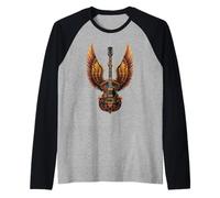 Electric Guitar with Wings Baroque Rock Design Art Raglan Baseball Tee