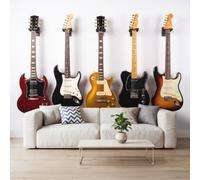 Electric Guitars Wall Mount Custom Size Wall Mural Removable | Modern Music Rock Photo Wallpaper 250 x 175 cm for Living Room Bedroom Kitchen Office Kids Premium Print