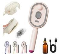 Electric Hair Brush with Steaming and Massage, Rechargeable Detangling Brush for Reduce Frizz and Nourish Hair, Anti Static Styling Tool (Pink)
