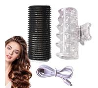 Electric Hair-Curlers Set - Heated Rollers Styling Kit, Portable Self Grip Curling Tools, Easy Wave Formation System | for Home Hair-Styling Use, Medium Hair-Curl Creation, Daily Salon Look Finishing