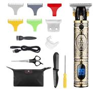 Electric Hair Trimmer Engraving All-Metal Body LCD Display Screen Strong Motor with 4 Limit Combs Professional Hair Cutting Kit
