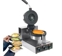 Electric Hamburger Machine, Commercial Hamburger Waffle Maker, 1300W Non-Stick Electric Panini Press, Adjustable Temperature 50 to 300℃ Double-Sided Heating, 180° Rotatable,A