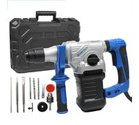 Electric Hammer Drill Rotary Impact Drill with SDS Plus Chuck & Chisel Bits 4 Fuctions 1500W 6 Variable Speed, Concrete Tile Breaker Demolition Heavy Duty, 40CM(L)*25CM(H), 5 Years Warranty
