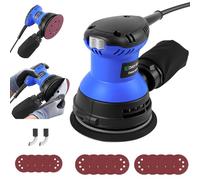 Electric Hand Held Orbital Sander, 300W Powerful Motor 5 Inches Sander with Dust Collector, 15Pcs 125mm Sandpapers, 6 Variable Speed Control, Multi Sanding Machine for Polishing Wood, Car, DIY