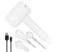 Electric Hand Mixer, LULUWA Wireless Portable Hand Whisk with 3 Speeds Rechargeable and 2 Detachable Whisks for Baking & Egg Beater & Milkshake Cream (White)