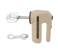Electric Hand Mixer with Stainless Steel Whisk 5 Speed USB Rechargeable Cordless Egg Beater for Baking Cooking Desserts Khaki Color 585g 165x138mm