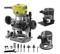 Electric Hand Wood Trimmer, DEWINNER Laminator Router Joiners Tool Set 220V 710W with 3 Bases (Trimmer, Plunge, and Tilt),2 Chucks Collets 1/4" and 3/8", Bits