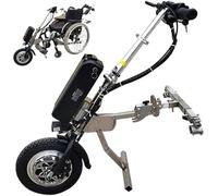 Electric Handcycle Wheelchair Attachment, 500W Pull Device with Front Light, Shock Absorber, Tweeter, 48V Battery, 3 Speed, 60/70 Km Range