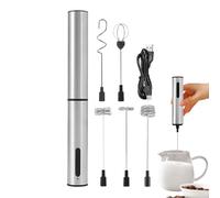 Electric Handheld Frother - Portable Rechargeable Coffee Whisk Multifunctional Milk Frother Mixer Stainless Steel Type C Charging Tool | Cappuccino Latte Drink Ba