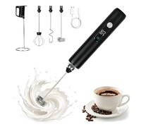 Electric Handheld Frother Whisk, with LED Display, 3 Speeds for Cappuccino | Rechargeable Wireless Coffee Whisk, Fast Charging,15min Automatic Shut-Off, Low Noise, Easy to Clean, for Coffee/Latte/Matcha