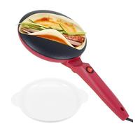 Electric Handheld Pancake Maker,8 Inch Non Stick Crepe Maker with Batter Bowl,Auto Thermostat Control and Long Anti-Scald Handle for Kitchen (Red)