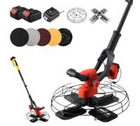 Electric Handheld Plastering Finishing Machine,300 RPM Cordless Rendering Tool with 5 Types of Grinding Discs and Detachable Extension Rod,6 Speed Adjustment,Cement Wall,30000mah