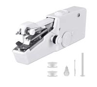 Electric Handheld Sewing Machine Mini Stitch Sew Needlework Cordless Clothes Fabrics Portable Easy To Use(White)