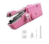 Electric Handheld Sewing Machine Mini Stitch Sew Needlework Cordless Clothes Fabrics Portable Easy To Use(Pink)