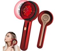 Electric Head Massager, 2-in-1 Scalp Massager, Electric Hair Brush, 360° Red Light Electric Massage Comb, Scalp Massage Brush, 3 Levels Adjustable (Red)