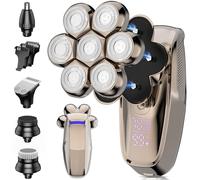 Electric Head Shaver Bald Men - 7D Magnetic Face Heads Shavers Hair Clippers Wet Dry Shaving Kit for Men Gift Set Waterproof Razor Rotary Blade Beard Nose Trimmer, USB Type-C Rechargeable LED Display