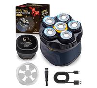 Electric Head Shaver for Men, Upgraded 6D Floating Skull Shaver, USB Rechargeable, Wet & Dry Use, Magnetic Shaving Head, LED Display, IPX6 Waterproof, Includes Storage Bag - Blue
