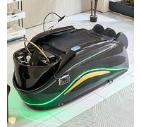 Electric Head Spa Massage Shampoo Bed, Black Modern Minimalist Massage Table with Back Heating, Fumigation, Water Cycle, Cell Phone Holder, Professional Salon Equipment