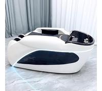 Electric Head Spa Shampoo Bed, Professional White Fiberglass One-Piece Design Salon Massage Table, Spa Equipment with Full Body Massage, Water Circulation, Fumigation