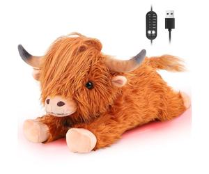 Electric Heat Pad for Period, Back Pain Relief - Menstrual Heating Heated Pad USB Powered - Highland Cow Plush Portable Stuffed Animal - Funny Women Teenage Girls Mum Christmas Birthday Gifts