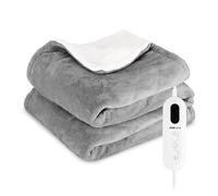 Electric Heated Blanket Grey 160x130cm Adjustable Heat Settings Washable Throw