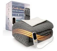 Electric Heated Blanket Throw 180x130cm | 9 Heat Levels, 9-Hour Timer, Overheat Protection, LED Controller, Soft Jacquard Sherpa Fleece, Washable, 140W Fast Heating Overblanket Energy Efficient