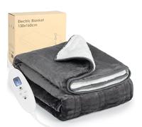Electric Heated Blanket Throw,Electric Throw with 4 Heat Settings & 4 Hours Auto-Off Timer, LCD Display,Grey Heating Blanket Flannel Sherpa for Sofa and Bed,160 * 130CM