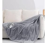 Electric Heated Blanket Throw - Extra Large, Soft & Comfy Blanket | Temp Control, Digital Control Timer | Machine Washable Soft Fleece with Timer and 9 Control Heat Settings Grey | 130CM X 180CM
