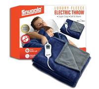 Electric Heated Blanket Throw Soft Cosy Large Fleece Over Blanket with Auto Off Timer 3 Heat Settings Detachable Controller & Machine Washable Navy/Grey 160x120cm