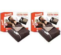 Electric Heated Blanket Throw Soft Cosy Large Fleece Over Blanket with Auto Off Timer 3 Heat Settings Detachable Controller & Machine Washable Coffee 160x120cm (Pack of 2)